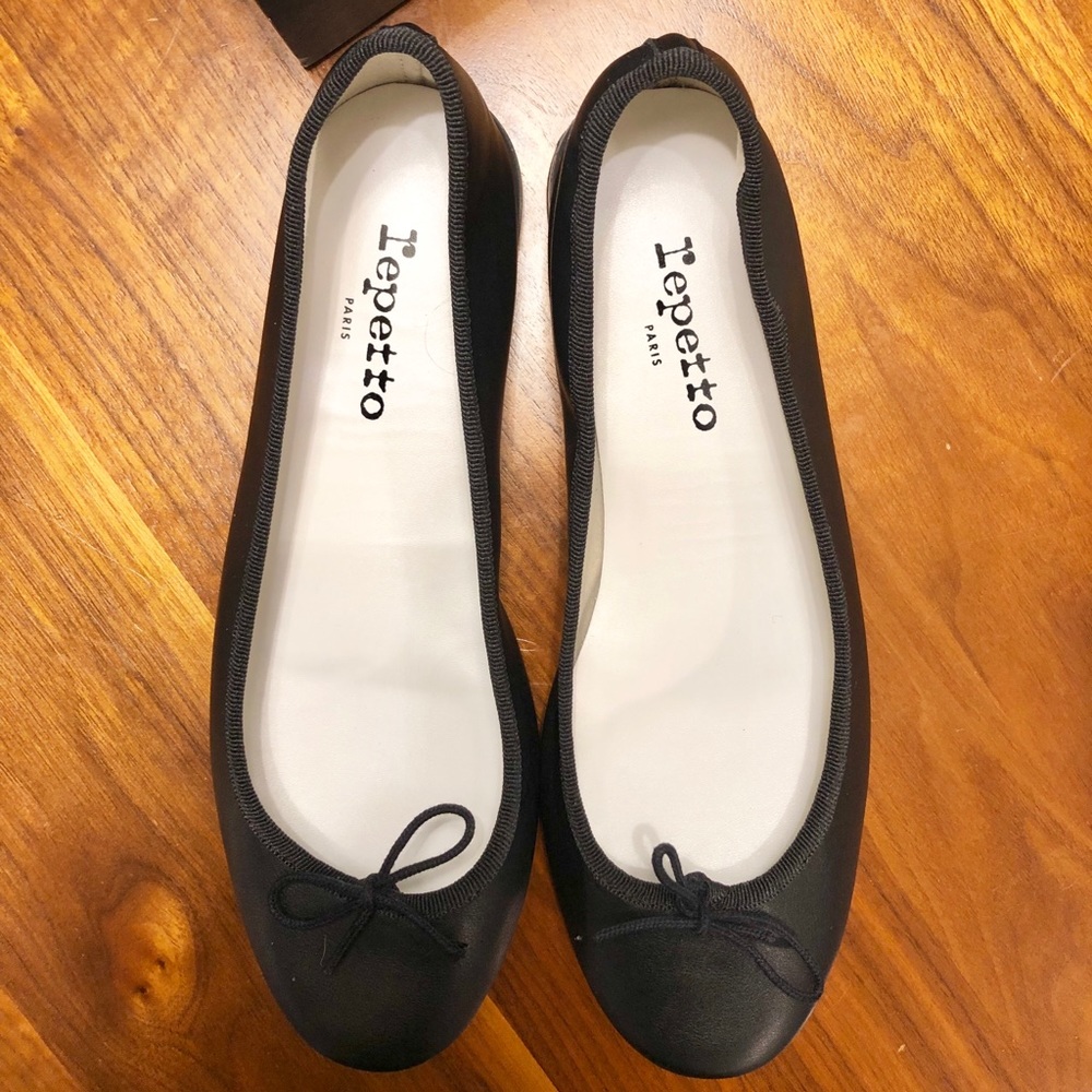 NEW Repetto Black Leather Cendrillon Ballet Flats